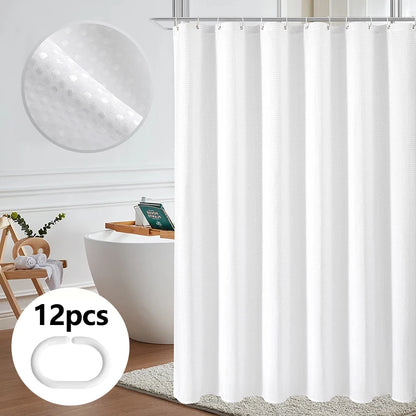 Waterproof Mildew-Proof Shower Curtain Set - Modern Plant Print with 12 Hooks - ZOOMNSTORE