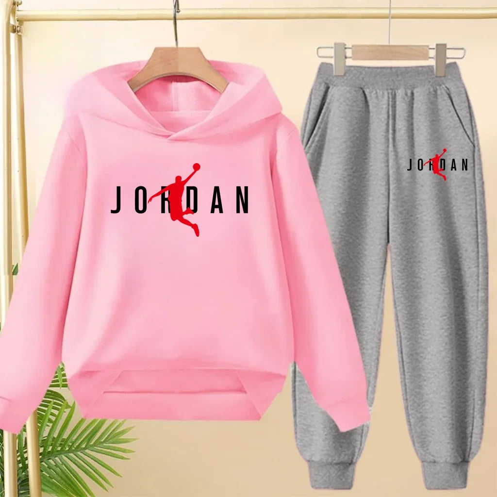 Children's Sportswear Set with Hoodie Sweatshirt And Long Pants Suitable for Kids Aged 3-13 Years Old for Engaging in Sports