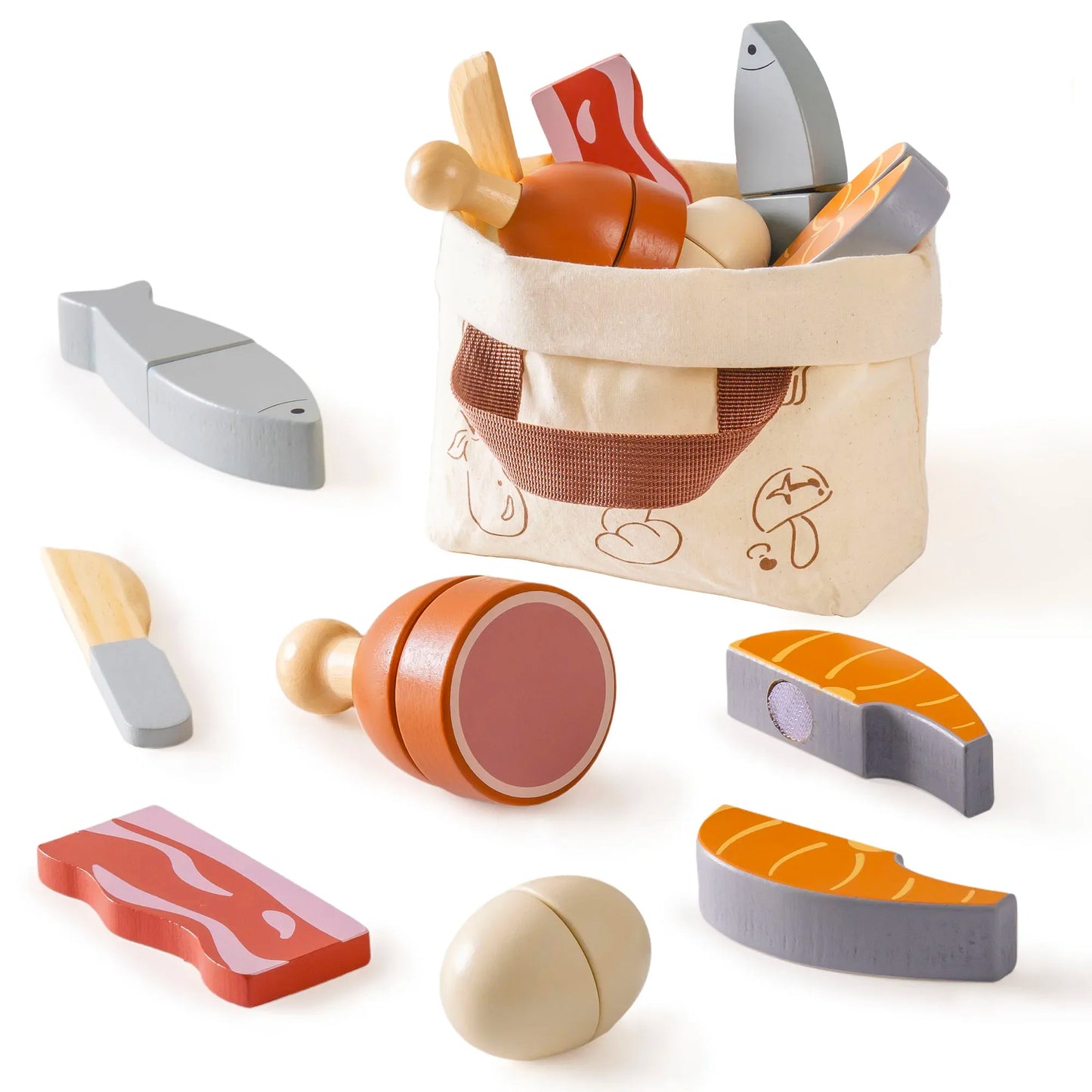 Robotime Robud Kitchen Pretend Toy Wooden Classic Game Educational Toy For Children Kids Gift Cutting Fruit Vegetable Food Set