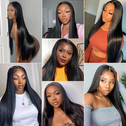 Hd Lace Frontal Wig 13x6 Lace Front Wig Human Hair Wigs - Bone Straight, Pre Plucked Hairline