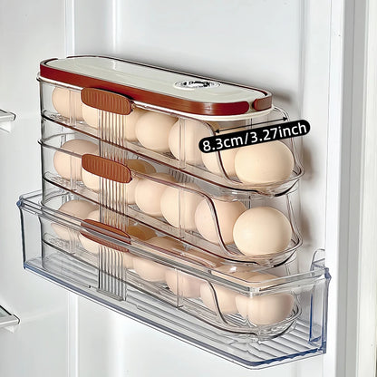 Egg Storage Box - Automatic Rolling Egg Holder Rack for Refrigerator