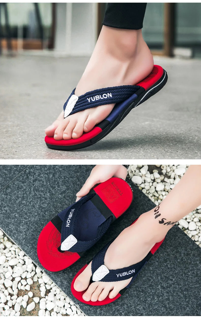 2025 Summer Flip Flops Men Beach Sandals Anti-slip Breathable Casual Men Beach Slippers Outdoor Big Size 45