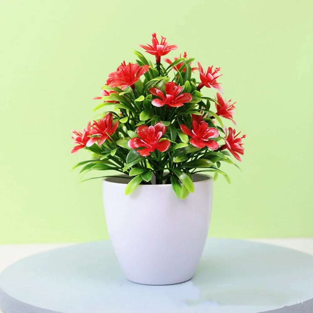 Artificial Bonsai Plant - Small Potted Flower Ornament for Home Wedding Office Decor