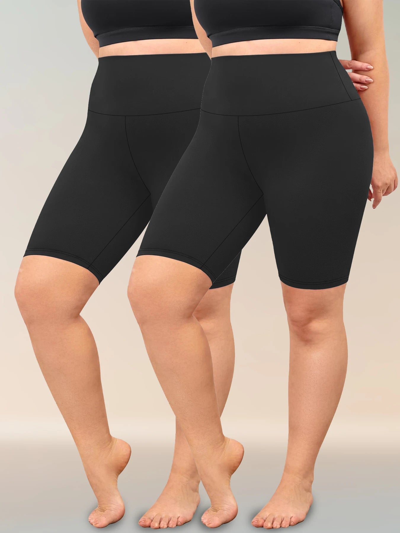 2 Pack Plus Size Biker Shorts for Women High Waisted Super Soft Workout Yoga Athletic Shorts Running