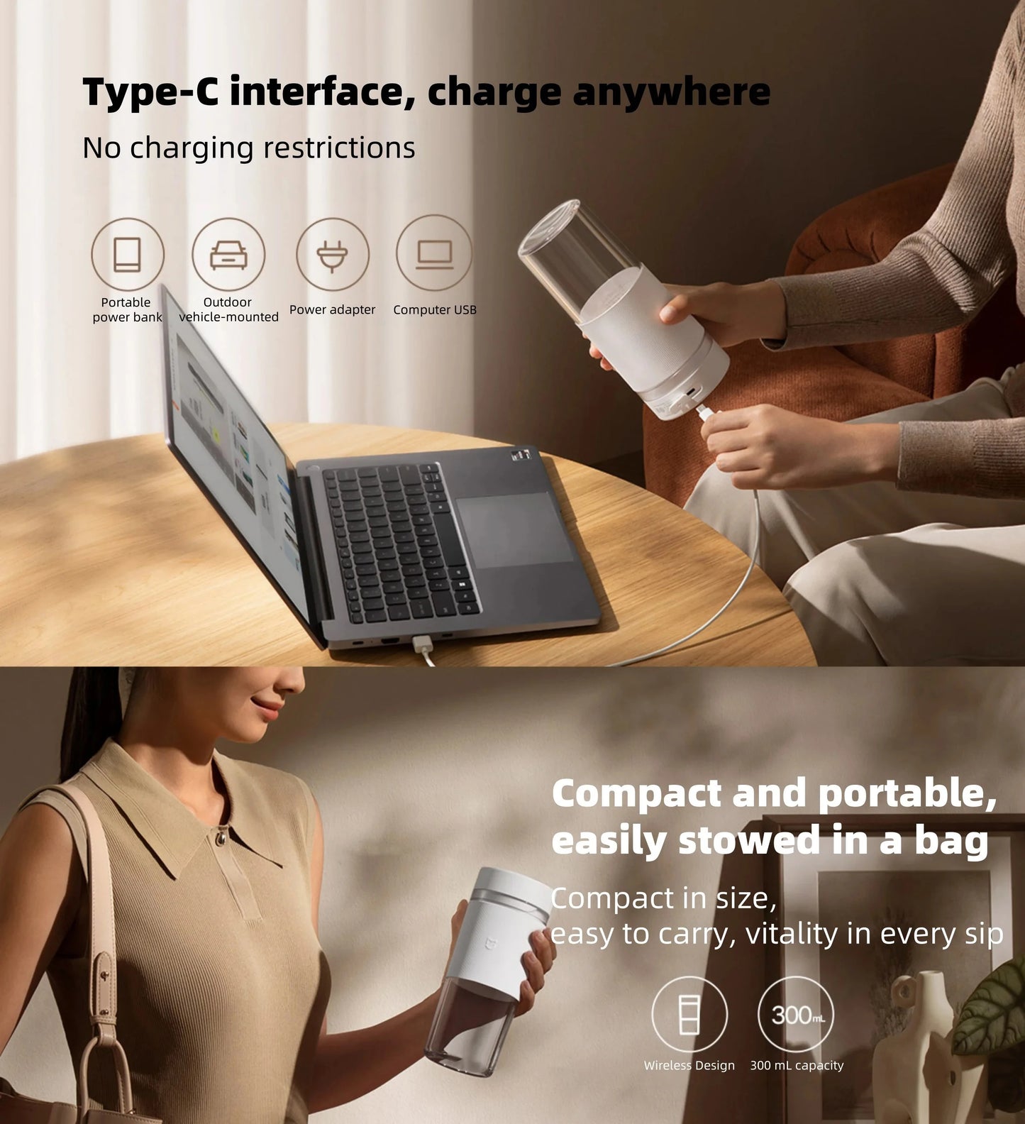 XIAOMI MIJIA Portable Juicer Mixer - Electric Mini Blender for Fruits and Vegetables