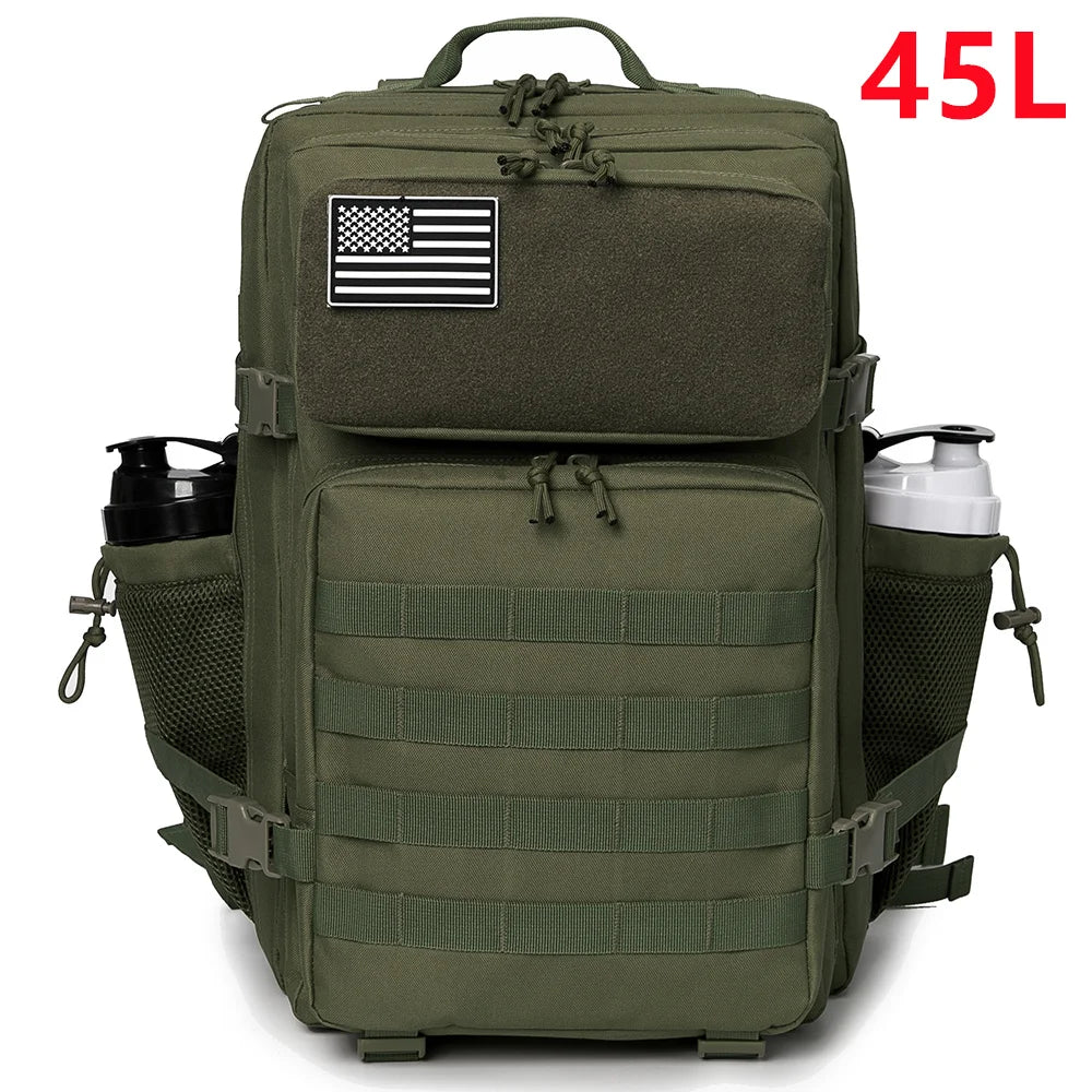 Tactical Backpack - 2545L Outdoor Rucksack with Dual Cup Holder for School Gym and Camping