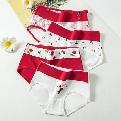 4Pcs Cotton Women Panties High Waist Body Shaper Underwear Print Ladies Briefs Plus Size Sexy Panty Breathable Female Lingerie