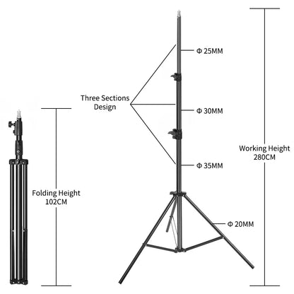 Stainless Steel Tripod 2.8m Heavy Duty Light Stand With 1/4, 3/8 Conversion Head for Studio Softbox Photographic Equipment