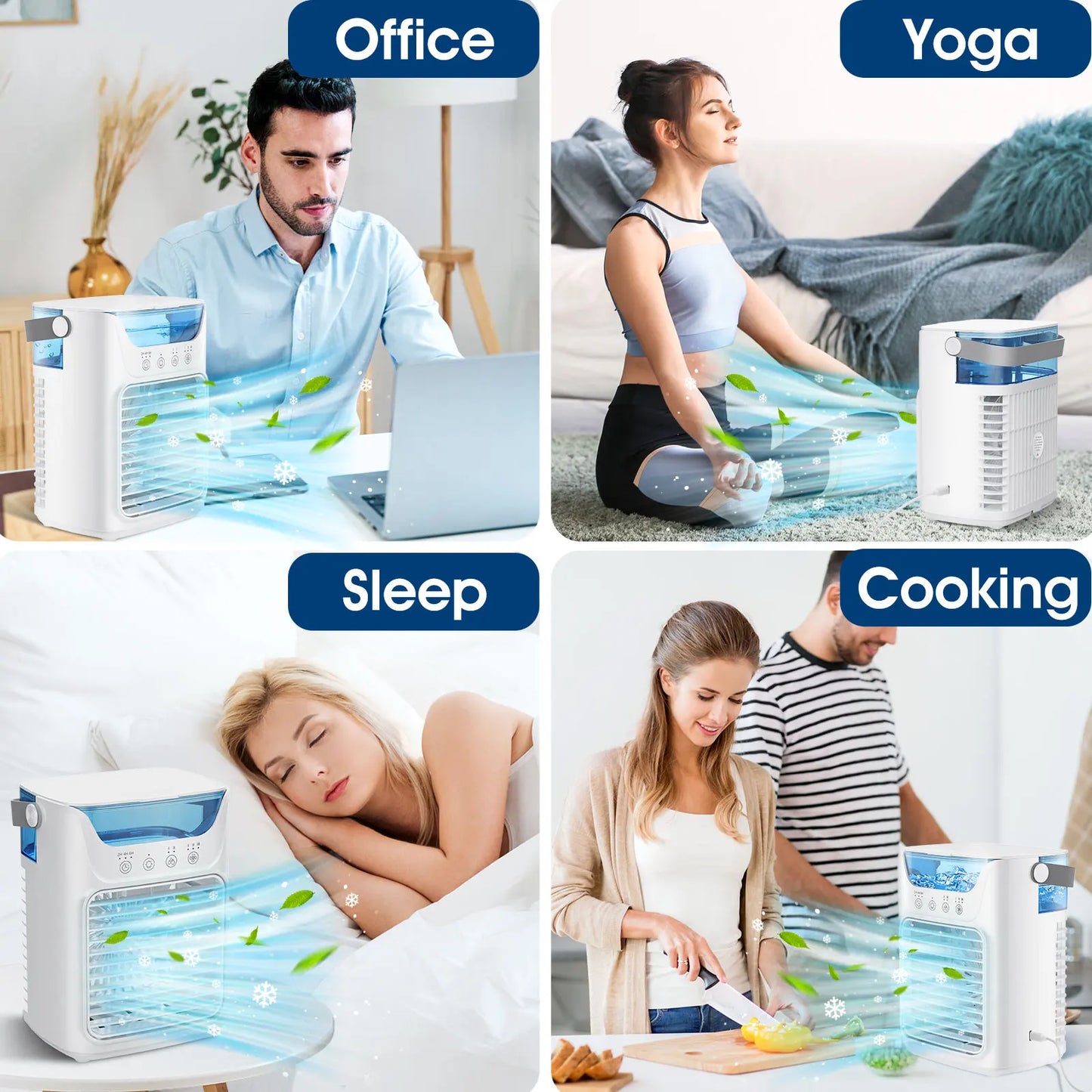 3 In 1 Fan AIr Conditioner Household Small Air Cooler LED Night Light Portable Humidifier Air Adjustment Fan Office Home Fan