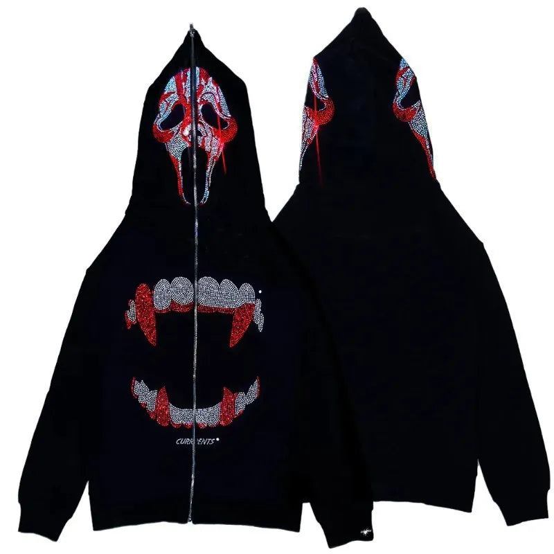 Trendy Instagram Autumn/Winter New Dark Retro Printed Plush Sweater for Men and Women Students Loose Hooded Coat