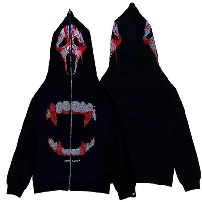 Trendy Instagram Autumn/Winter New Dark Retro Printed Plush Sweater for Men and Women Students Loose Hooded Coat