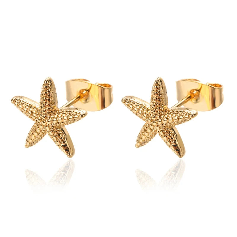 Vintage Starfish Stud Earrings – Stainless Steel Ocean Studs