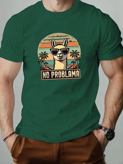 No Problem At All. Alpaca Print 100% Cotton Men Woment T-shirt Summer Autumn Daily Sports Party Casual Loose Street Short Sleeve