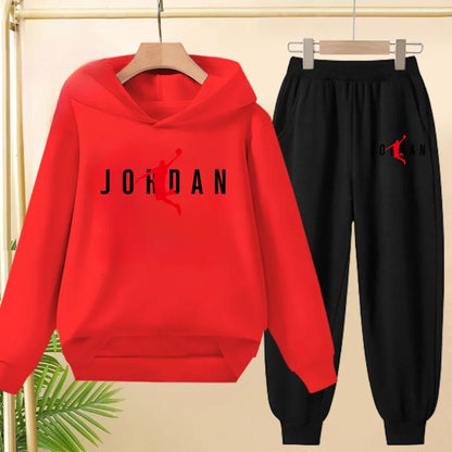 Children's Sportswear Set with Hoodie Sweatshirt And Long Pants Suitable for Kids Aged 3-13 Years Old for Engaging in Sports
