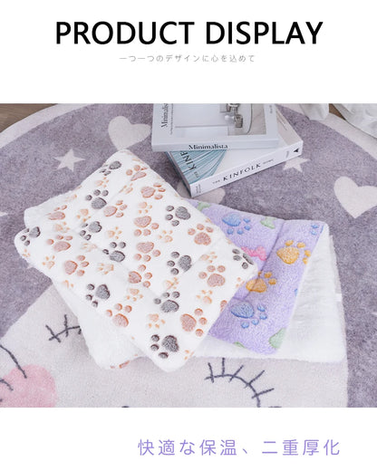 Dogs Bed Flannel Thickened Blanket Cushion Washable Dog Puppy Bed Accessories Medium Pet Large Basket Small Mat Warm Sofa Kennel
