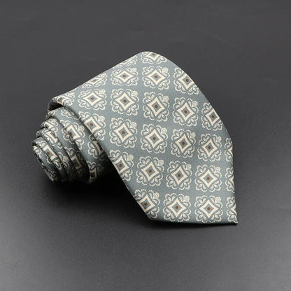 Mens Silk Tie - 75cm Soft Novelty Necktie in Blue Green Orange Floral Pattern