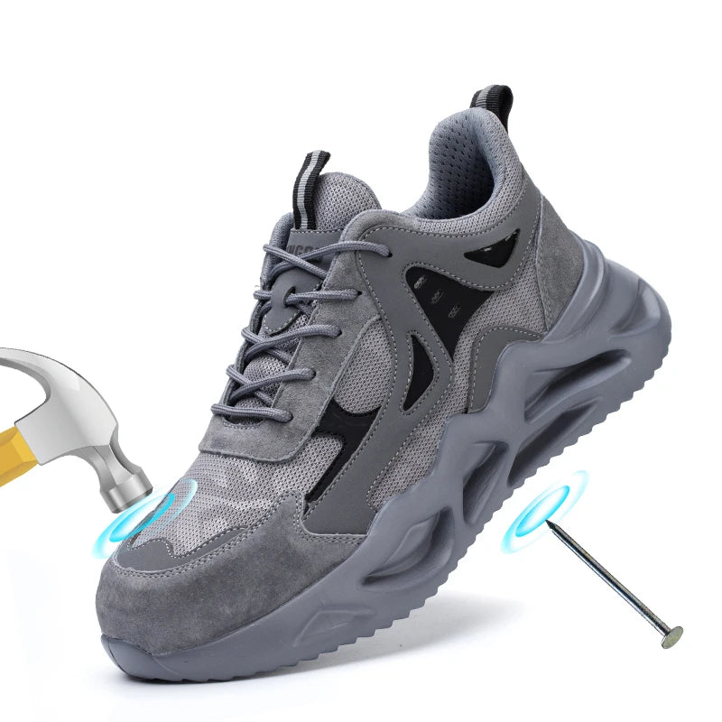 Men's Steel Toe Safety Shoes Anti-Smash Anti-Puncture Lightweight Breathable Industrial Work Shoes Lightweight Breathable Men's Safety Shoes Steel Toe Anti-Slip Sport-Style Industrial Work Shoes