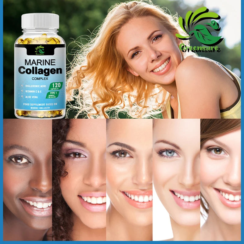 Greensure 60/120 Pcs Marine Collagen Capsules -  Supports Joints, Hair, Skin, Nails, Cartilage & Overall Health