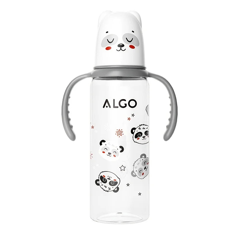 8.12 oz polypropylene baby bottle with handle - leak proof standard caliber, durable PP material and silicone nipple, ideal gift