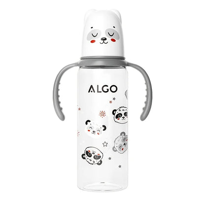 8.12 oz polypropylene baby bottle with handle - leak proof standard caliber, durable PP material and silicone nipple, ideal gift