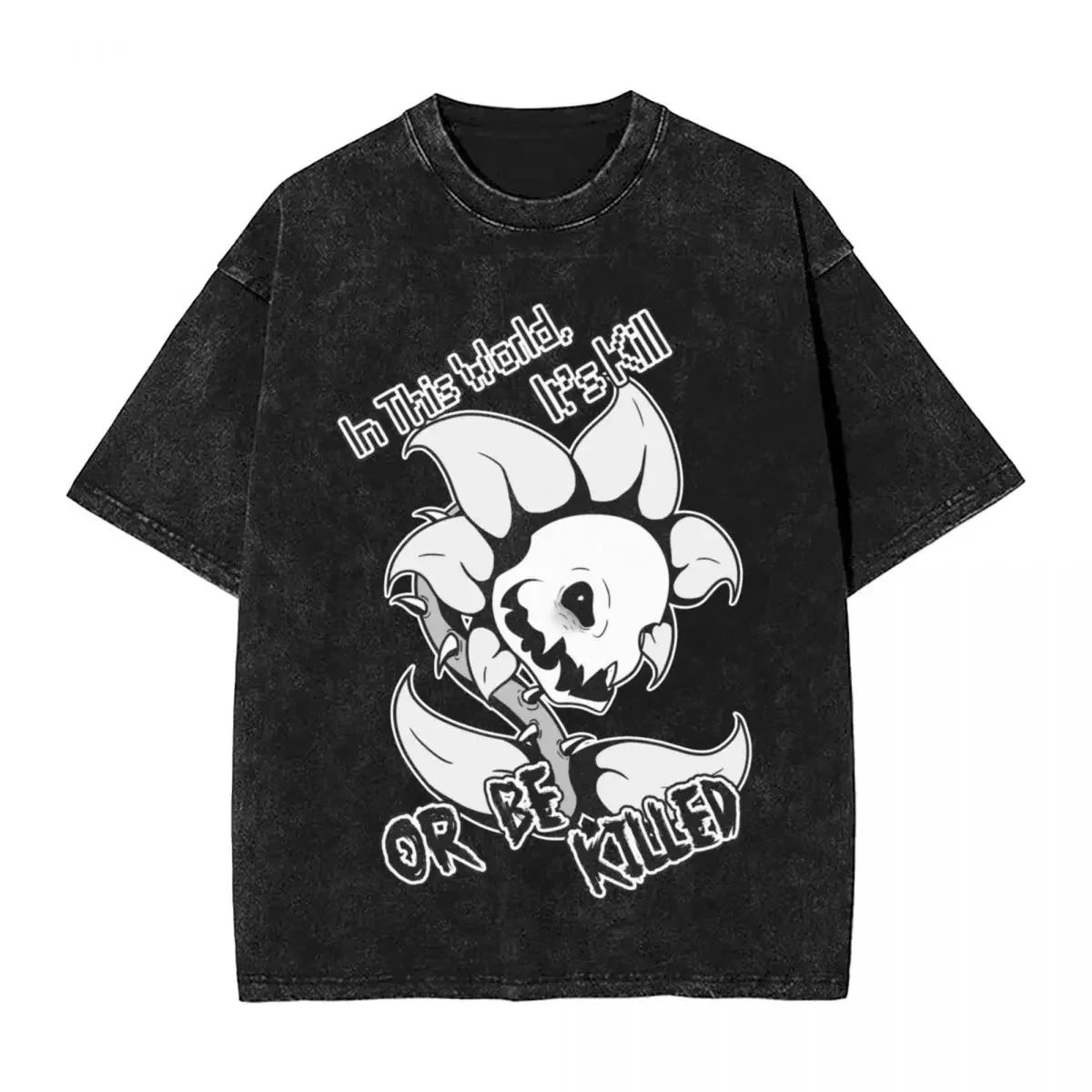 Washed Cartoon T Shirts Undertale Dog Pocket Graphic T-Shirts Cotton Loose Streetwear Short Sleeve Tee Shirt Men Women Clothing