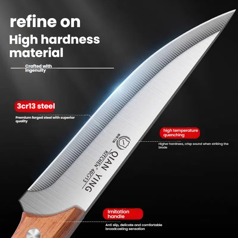Professional Stainless Steel Fillet Knife - Forged Meat Cleaver with Wooden Handle