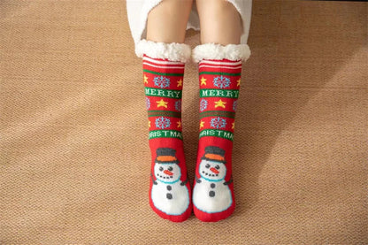 New Winter Kids Cartoon Christmas Socks Boys Girls Thicken Cotton Warm Floor Children Sock Non-Slip Thermal Cute Family Socks