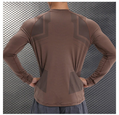 Men Compression Shirt - Long Sleeve Running Gym Top With Moisture Wicking Fabric