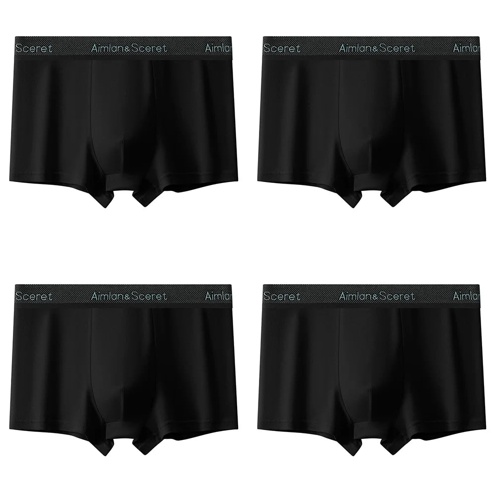 4Pcs Men Underwear Sporty Boxers Plus Size Youth Boxer Shorts Comfortable Breathable Flat Pants Men's Square Panties Briefs Gift