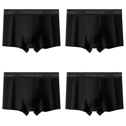 4Pcs Men Underwear Sporty Boxers Plus Size Youth Boxer Shorts Comfortable Breathable Flat Pants Men's Square Panties Briefs Gift