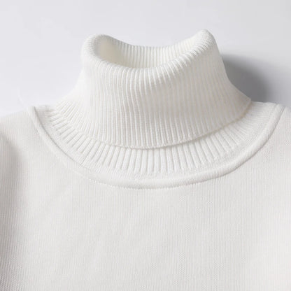 Sweatwear Mens Anti-pilling High Quality Knitted Turtleneck Sweater Slim Fit Long Sleeve Pullover Solid Color Trend Men Clothing