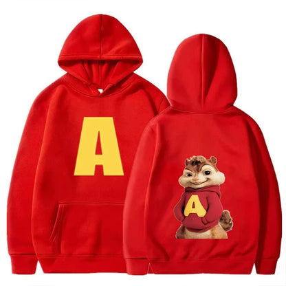 Soft Comfortable Cartoon Hoodie Alvin and The Chipmunks Green Red Navy Blue Long Sleeve Hoody Sweatshirts Movie Promo Animation