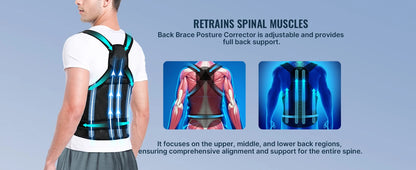 Back Brace and Posture Corrector for Women Men, Adjustable & Lightweight - Scoliosis & Hunchback Correction, Relief Back Pain