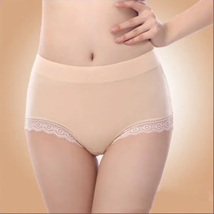 Ruffles Lace Underwear Woman High Waist Middle Aged Mother Spring Summer Modal Briefs Comfortable Panties Нижнее Бельё Женское