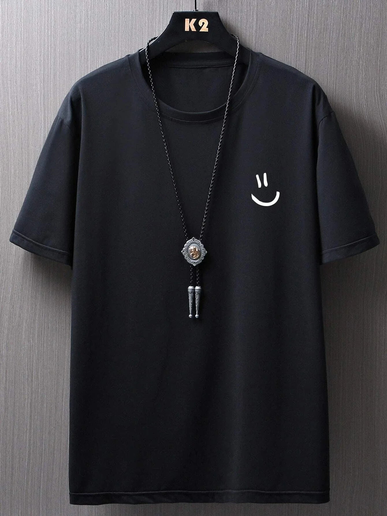Men Graphic T Shirt - Minimalist Smile Print Cotton Tee | Breathable Summer Casual