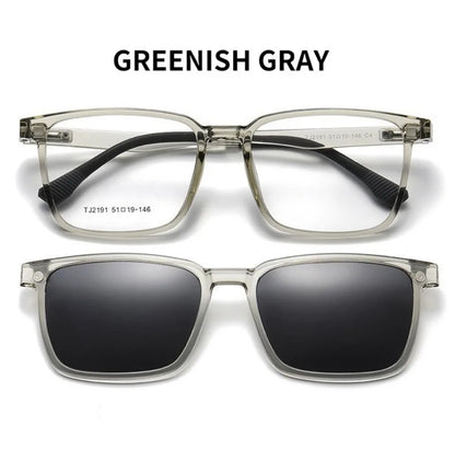Magnetic Clip-On Glasses – Polarized Prescription Sunglasses with TR90 Frame for Men Women