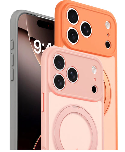 360 Rotating Magnetic Stand Case for iPhone 17 15 14 13 16 Pro Max Air for Magsafe Stress Relief Ring Holder Full Lens Cover