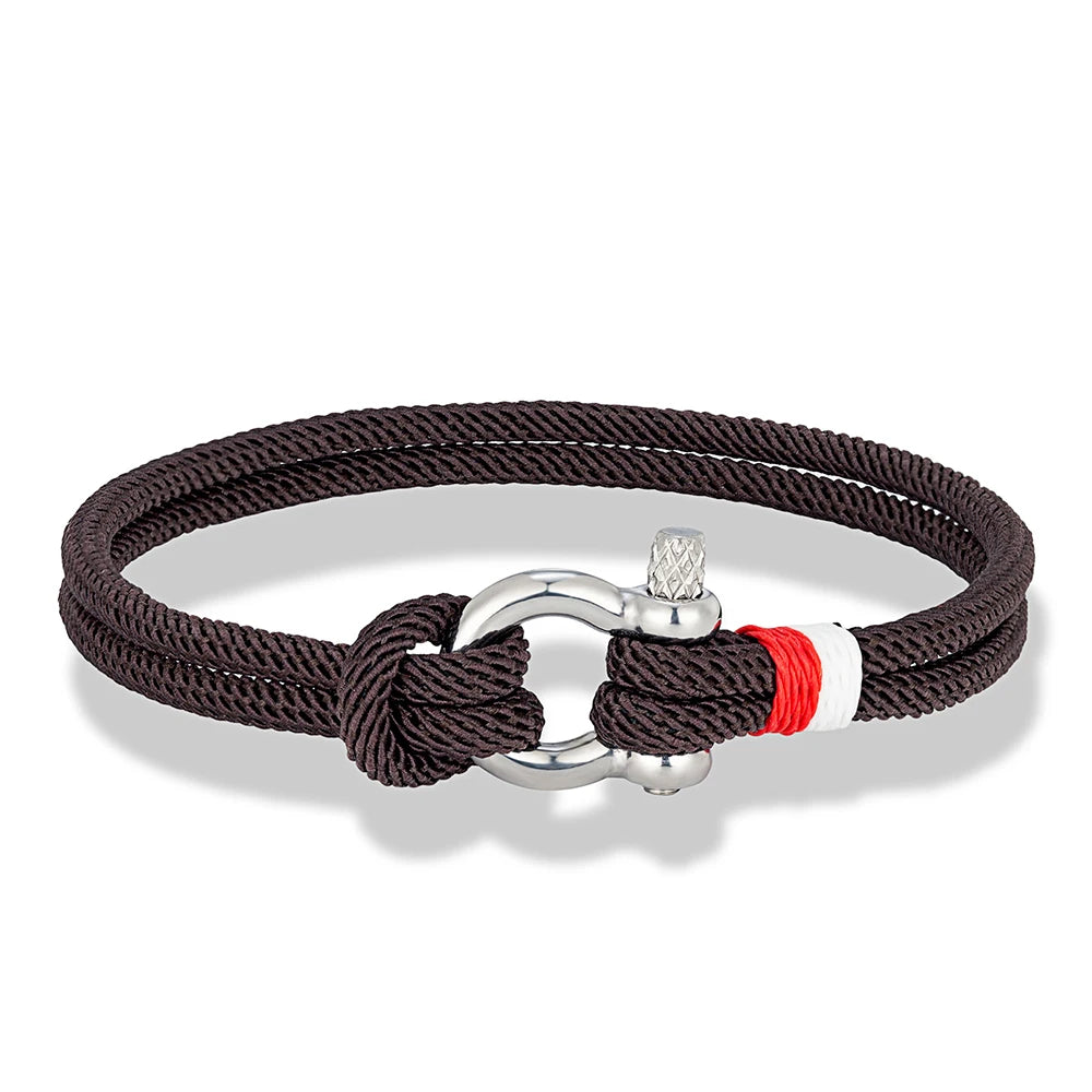 MKENDN Navy Blue Braided Rope Bracelet Stainless Steel Mini Horseshoe Shackle with Screws Bracelets for Men Women Couple Jewelry