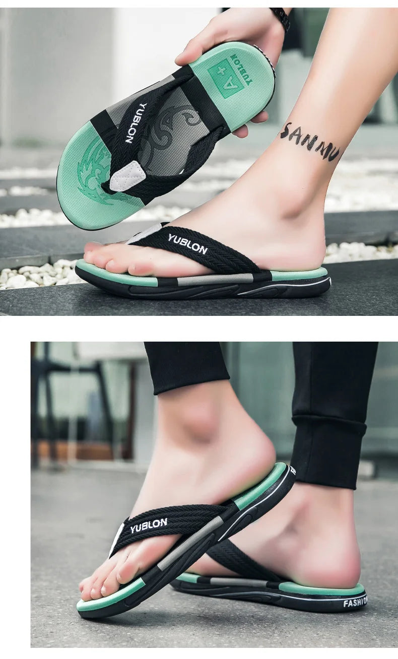 2025 Summer Flip Flops Men Beach Sandals Anti-slip Breathable Casual Men Beach Slippers Outdoor Big Size 45