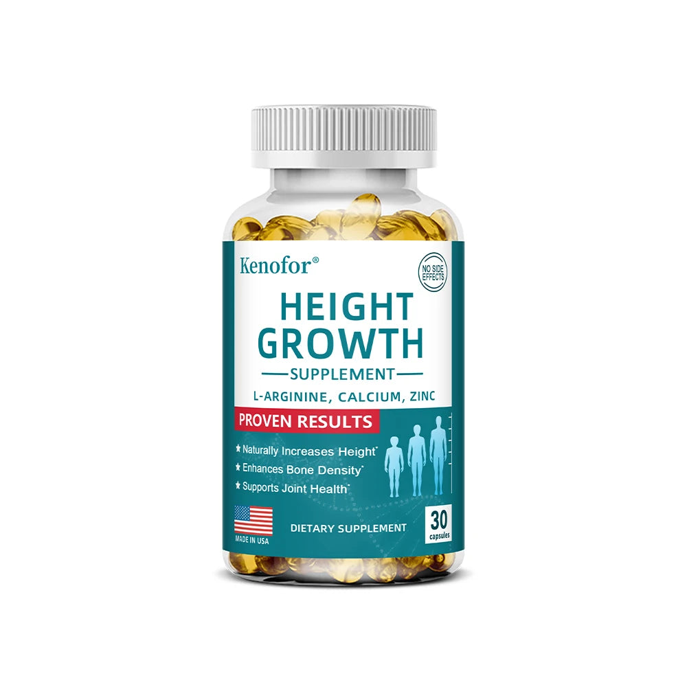 Natural Height Growth Calcium Vitamin D Supplement Vegetarian Capsules, Increase Bone Strength, Height Promoter Capsules Adults