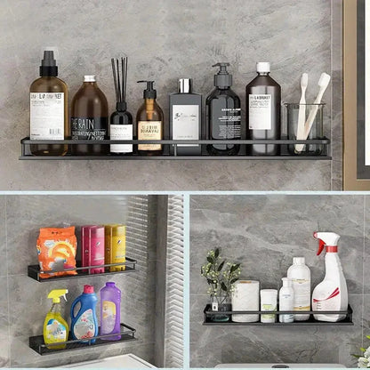 Wall-Mounted Aluminum Bathroom Storage Rack - Cosmetic Organizer