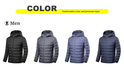 JNLN Men's Winter Down Jacket Duck Down Lightweight Padded Jackets Hiking Camping Climbing Trekking Graphene Lining Warm Coat