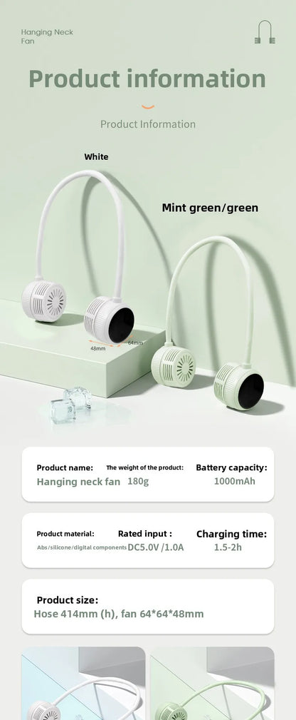 New Hanging Neck Fan Portable Cooling Fan Air Cooler Usb Leafless Bladeless Neckband Mini Rechargeable Electric Fans