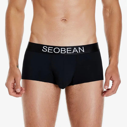 SEOBEAN New Ice Silk Boxers Men Underwear U Convex Pouch Solid Underpants Comfortable Breathable Thin Boxershorts