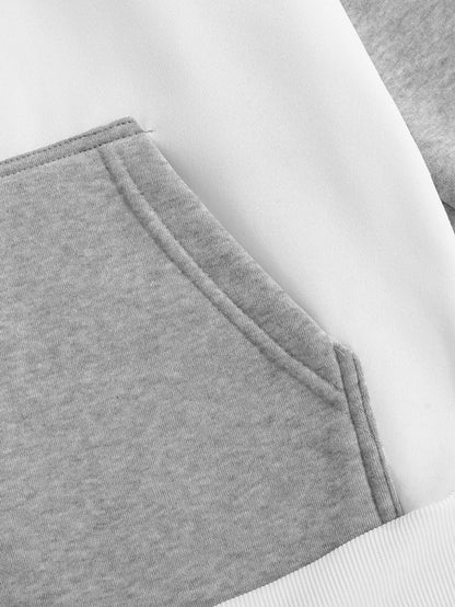 New Autumn Ainter Outdoor Sports Style Raglan Contrast Color Hooded Sweatshirt Fashionable Trendy Versatile Men's Tops