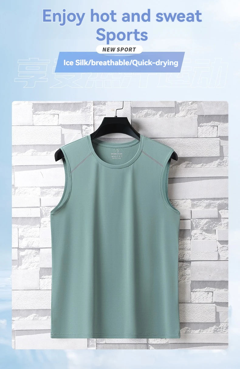 Men's Sleeveless T-Shirt - Breathable Summer Shirt | Quick Drying Ice Silk Fabric
