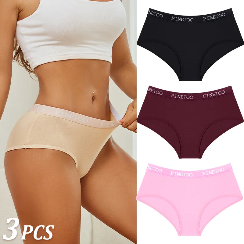 Women Cotton Briefs - Soft Breathable Low-Rise Panties 3Pcs Cotton Underwear Set