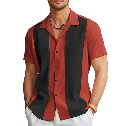 2024 Men's Gradient Striped Shirt Slim Breathable Fashion Short-sleeved High-quality Design Casual Button-down Shirts Male