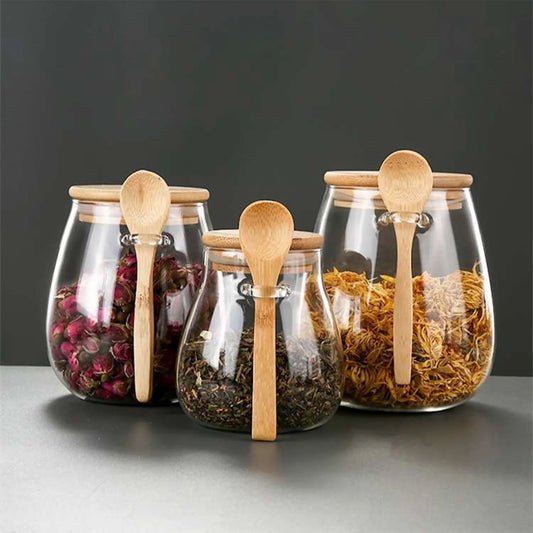 Airtight Glass Food Storage Jar - Sealed Kitchen Canister for Sugar Tea Coffee - ZOOMNSTORE