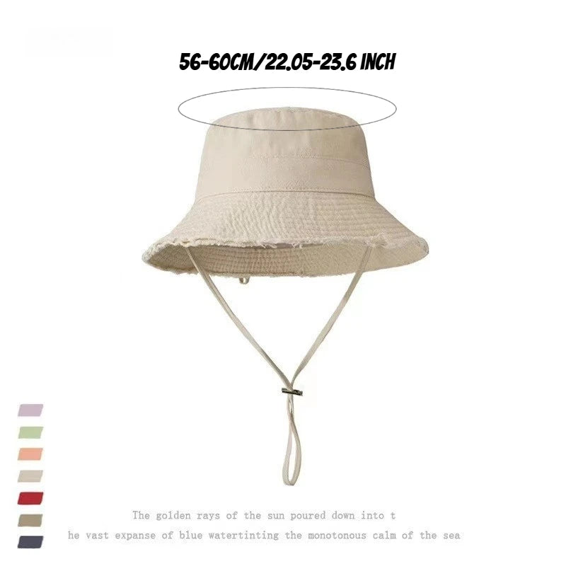 1pc Solid Color Vacation Bucket Caps with Large Eaves for Women Men,spring and Summer Outdoor Providing Sun Protectionsuitable